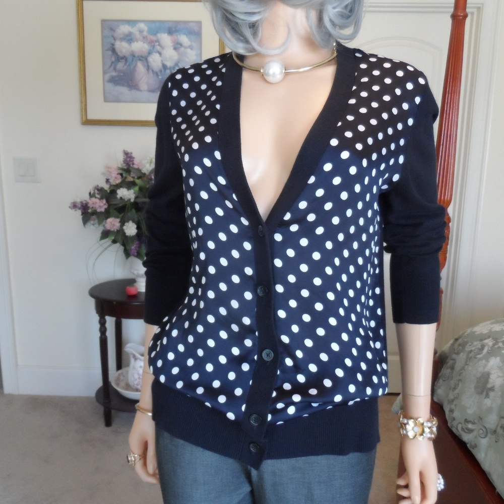 Michael Kors Black Solid/Polka Dots Cardigan Ps - image 4